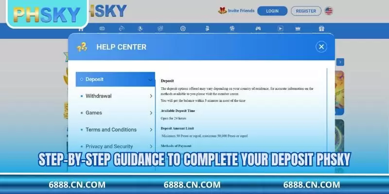 Step-by-step guidance to complete your deposit PHSKY